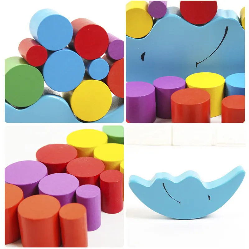 Wooden Moon Balance Block Game Stacking Balance Toy Montessori Fine Motor Training Educational Toys For Children Kids