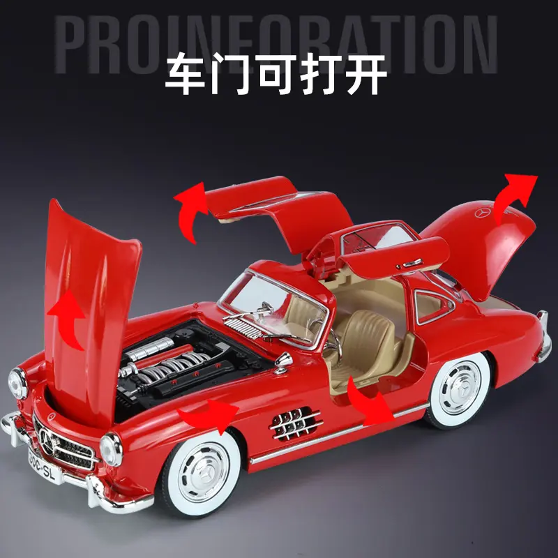 1:24 Mercedes-Benz 300SL 1936 Alloy Model Car Toy Diecasts Metal Casting Sound and Light Car Toys For Children Vehicle