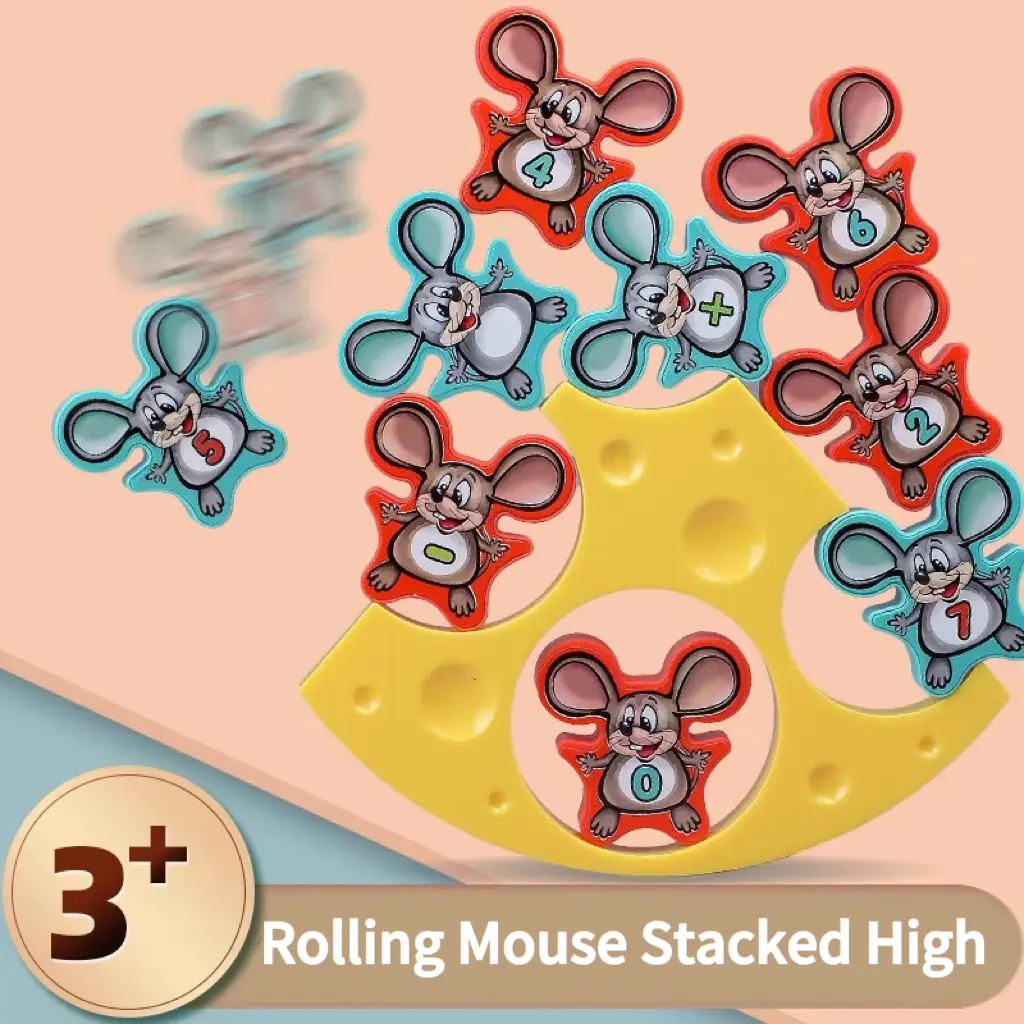Stacking high balanced toys cute mouse pattern Maria Montessori children puzzle games designed to train children's concentration