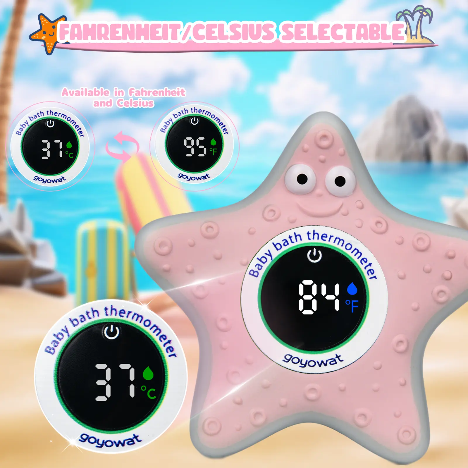 Cartoon toy baby bath thermometer LED display water temperature meter baby water temperature safety sensor color alarm cold/hot