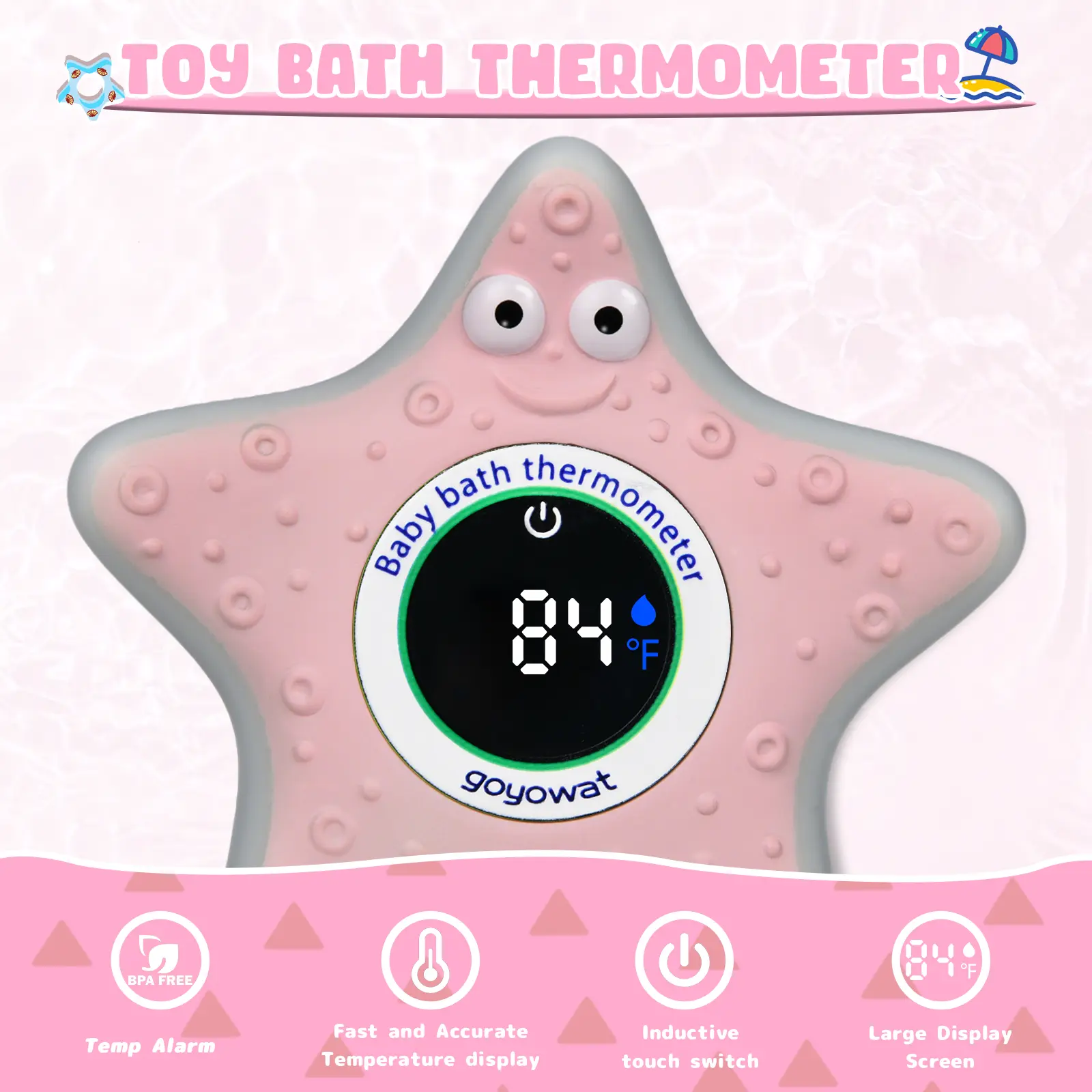 Cartoon toy baby bath thermometer LED display water temperature meter baby water temperature safety sensor color alarm cold/hot