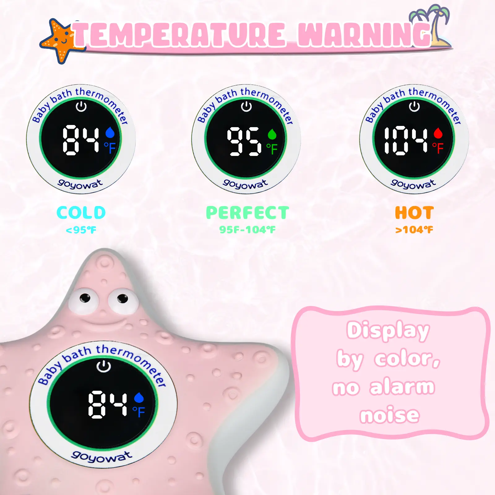 Cartoon toy baby bath thermometer LED display water temperature meter baby water temperature safety sensor color alarm cold/hot