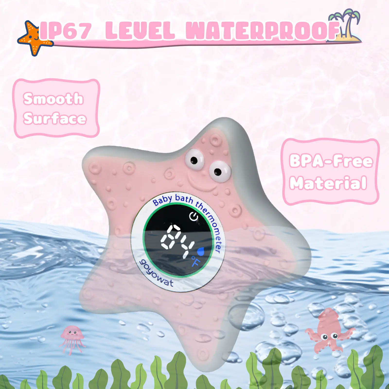 Cartoon toy baby bath thermometer LED display water temperature meter baby water temperature safety sensor color alarm cold/hot