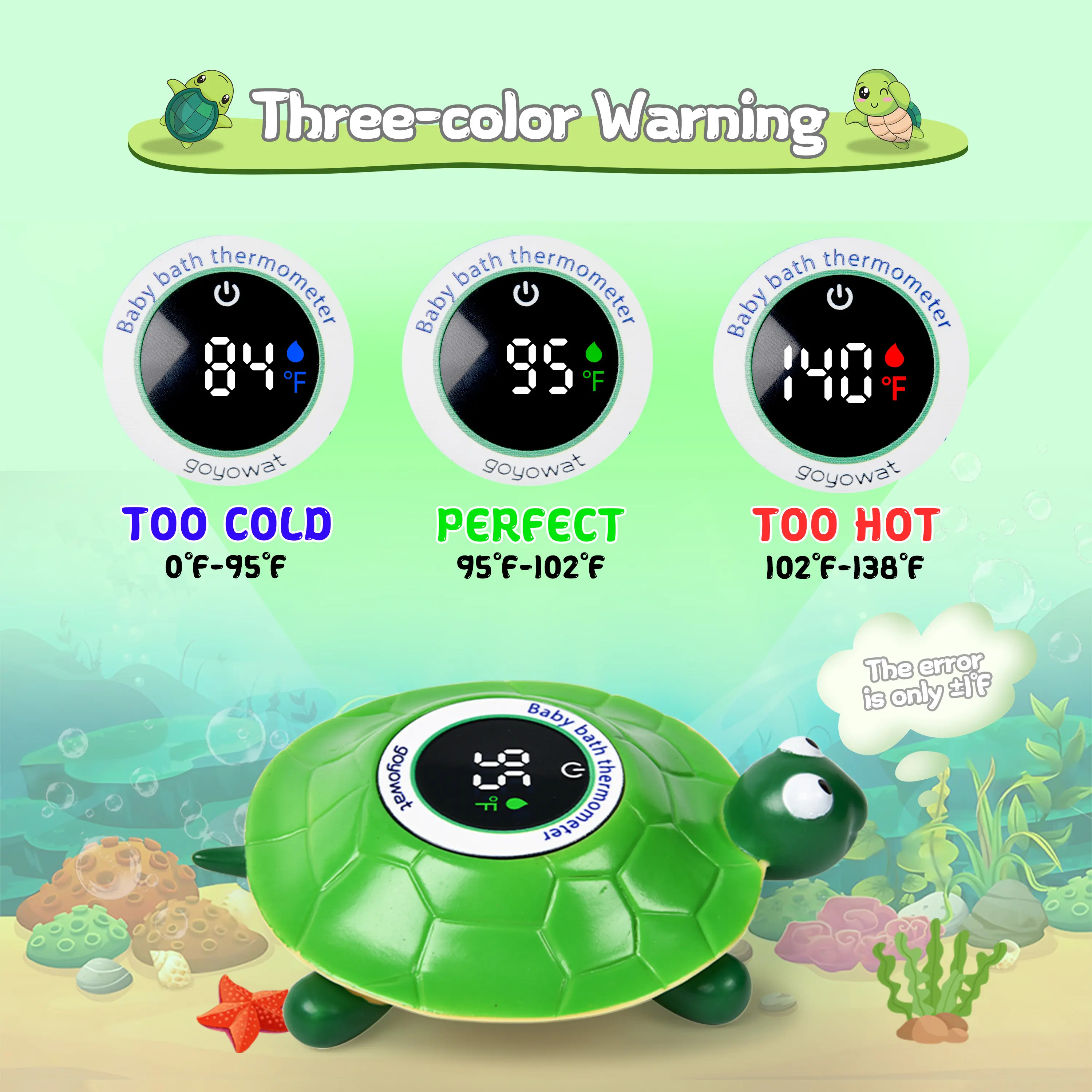Cartoon toy baby bath thermometer LED display water temperature meter baby water temperature safety sensor color alarm cold/hot