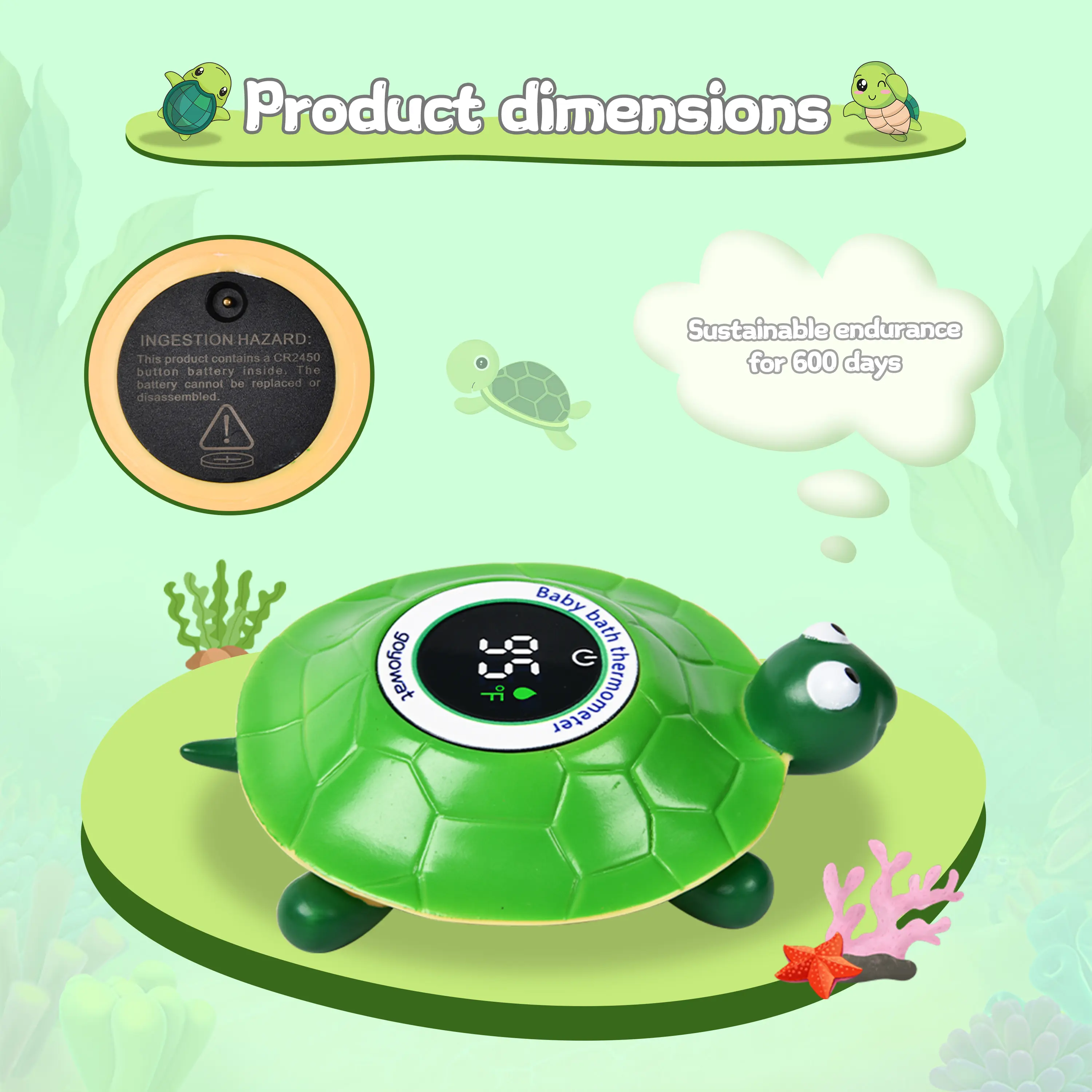 Cartoon toy baby bath thermometer LED display water temperature meter baby water temperature safety sensor color alarm cold/hot