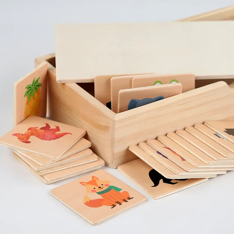 Wooden Montessori Find Shape Toy Animal Fruit Shadow Pairing Shape Puzzle Thinking Game Early Educational Toy Gift for Children