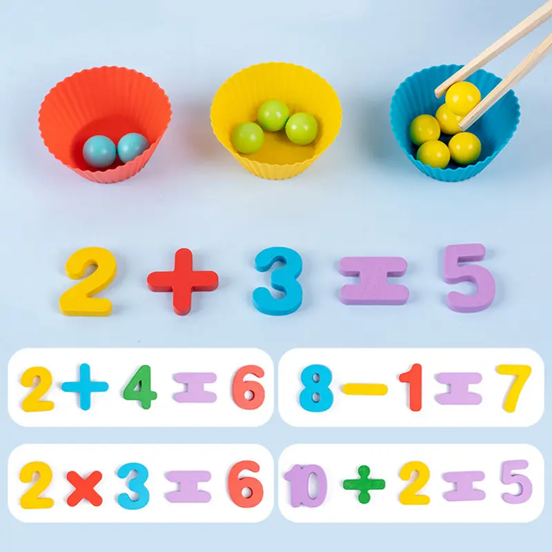 Wooden Montessori Clip Beads Toy Color Sorting Matching Early Learning Educational Toys For Children Kids Fine Motor Training