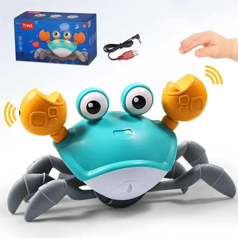 Baby Bathtub Toy, Crab Toy, Portable Clock, Beach Shower Accessories for Small Children, Mobile Toy, Christmas Gift