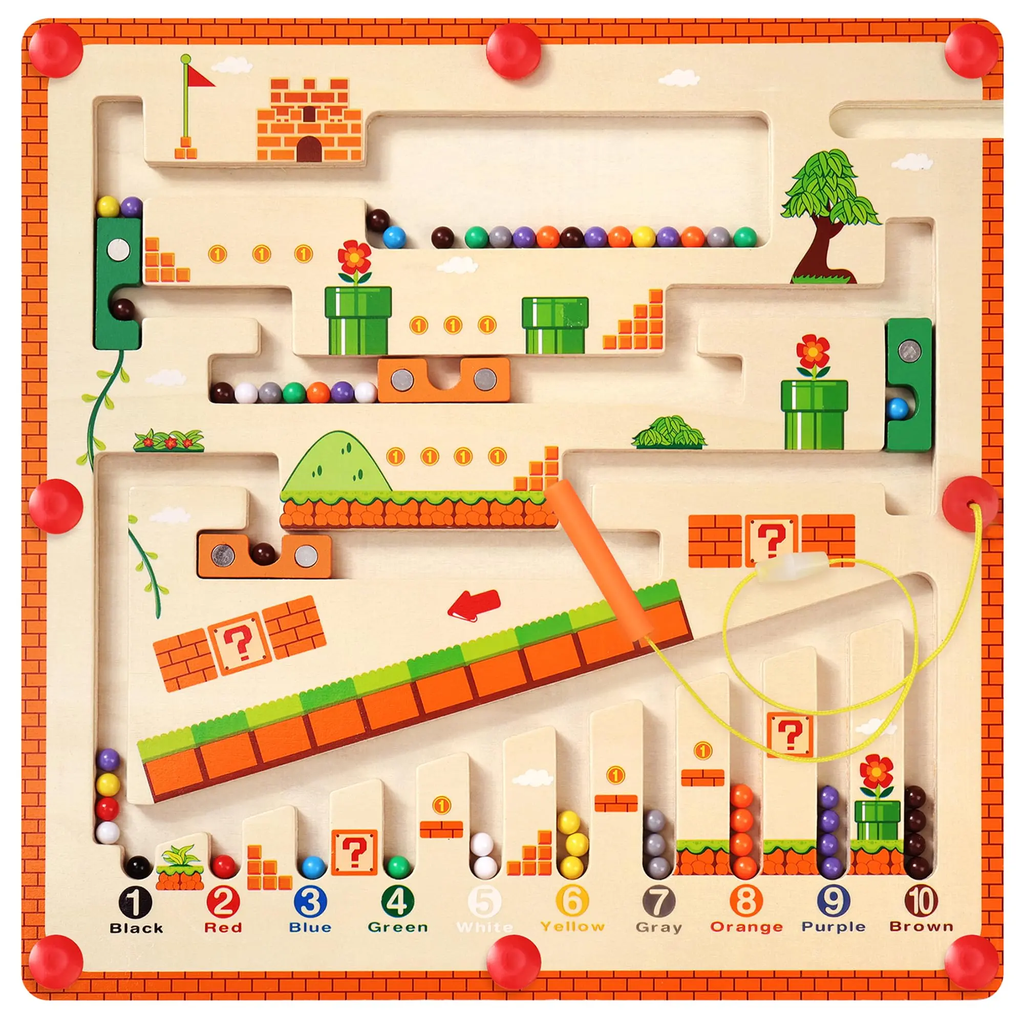 Magnetic Color and Number Maze Montessori Wooden Color Matching Toys Toddlers Wooden Puzzle Activity Board Learning Educational