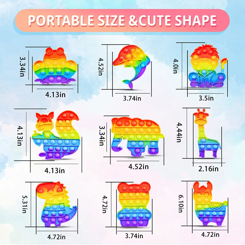 1pc Rainbow Pop Push Bubblle Fidget Anti Stress Relief Toys for Adult Children Special Needs Sensory Toys Interactive Toys