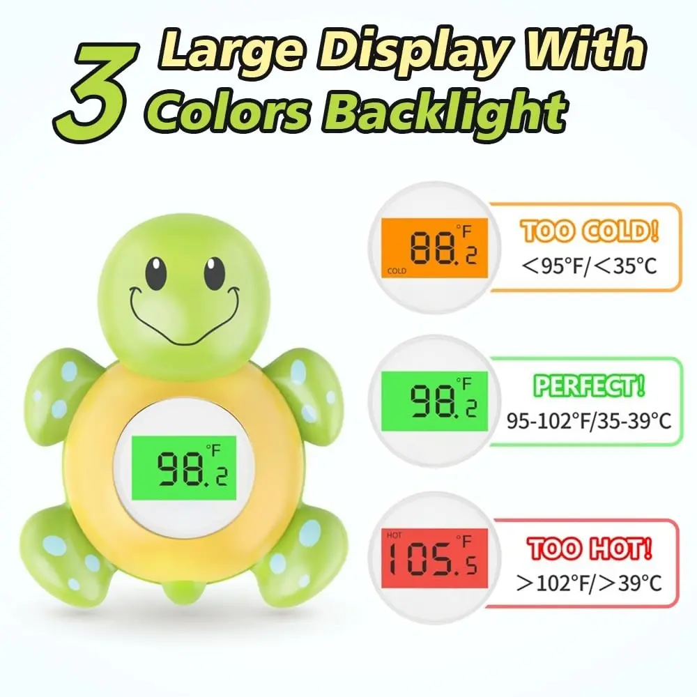Turtle Baby Bath Thermometer Digital Water Temperature Warning 3 Color Backlit Safety Bath Tube Floating Toy for Infant Toddler