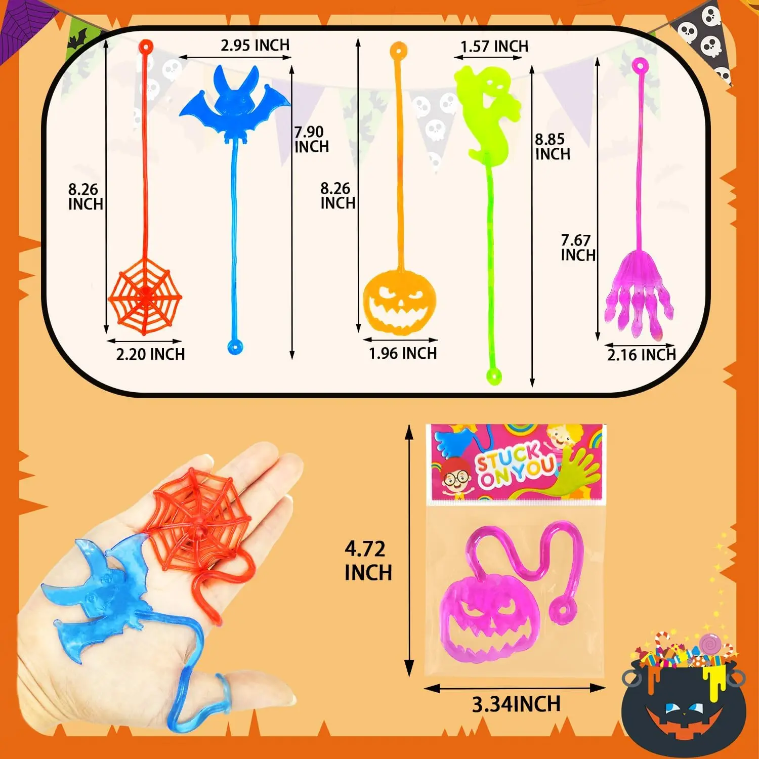10Pcs Stretchable Climbing Spider Web Elastic Sticky Hand Novelty Toys for Kids Halloween Birthday Party Decorations Gifts