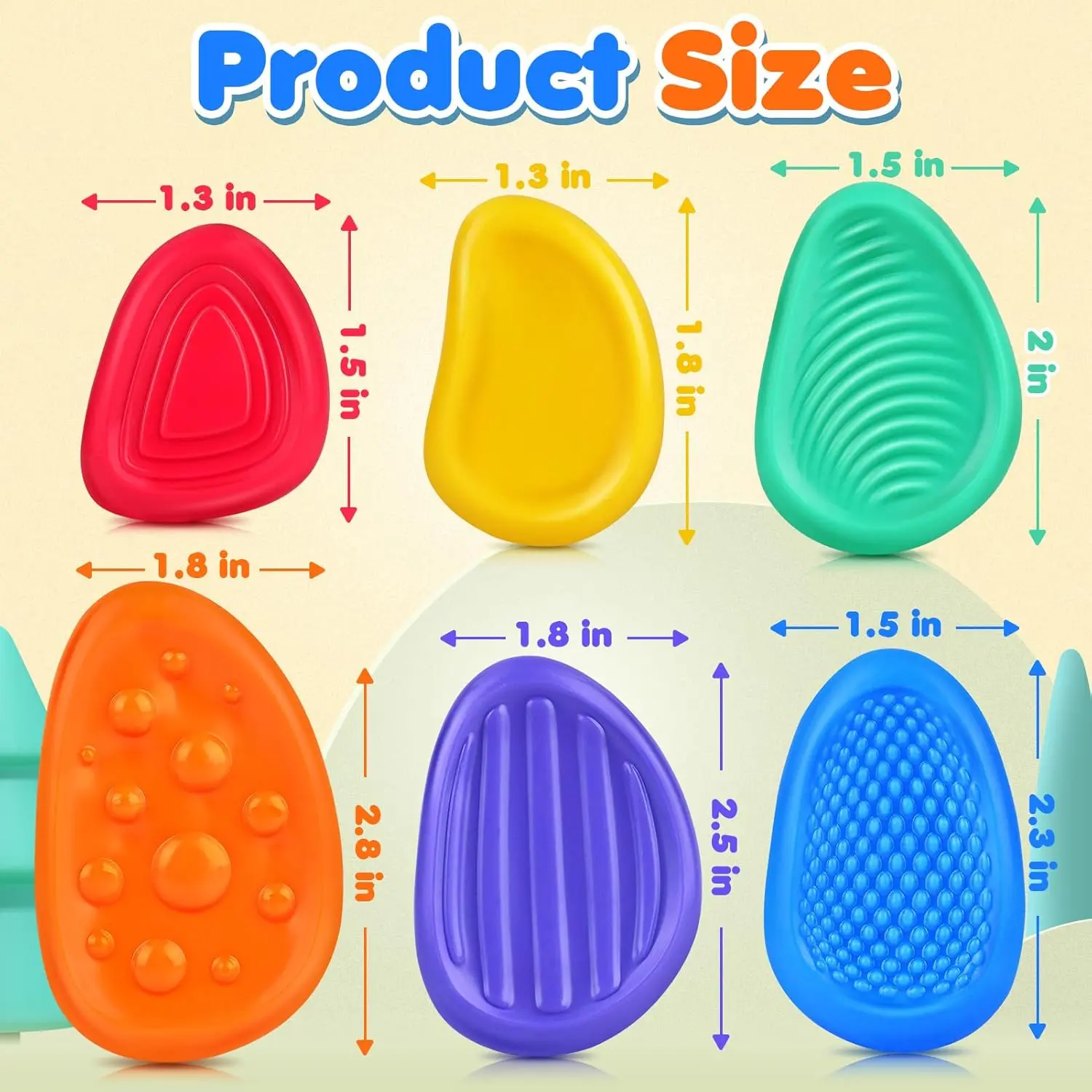Fidget Toys Adults Sensory Silicone Stone 6 Pack Textured for Autism Kids Calming Down Fidget Stress Relief Toys Kids Gifts