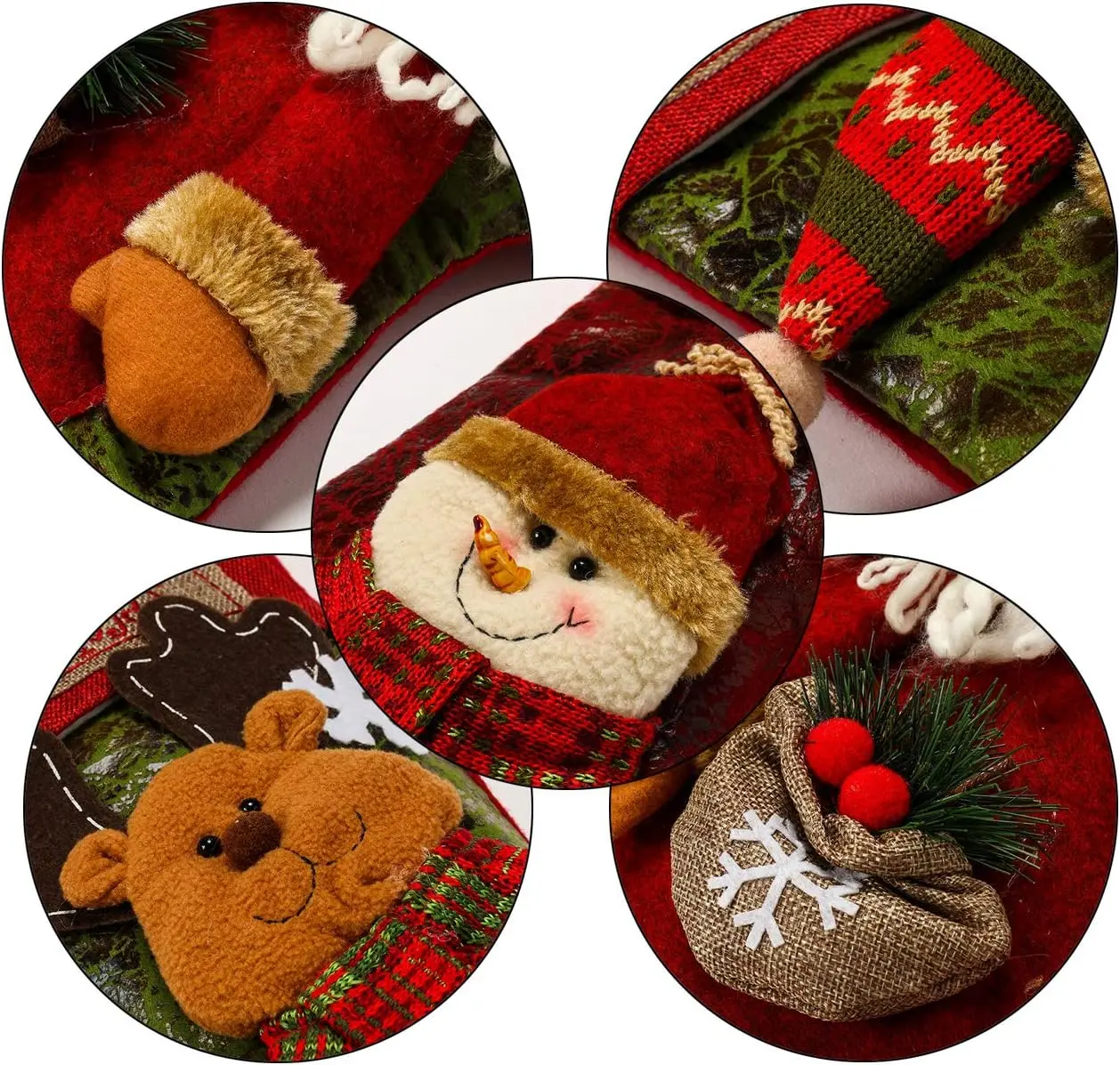 2025 Christmas Stocking Xmas Decoration Santa Snowman Reindeer Hanging Sock for Kid Gifts Tree Ornament Christmas Decor for Home