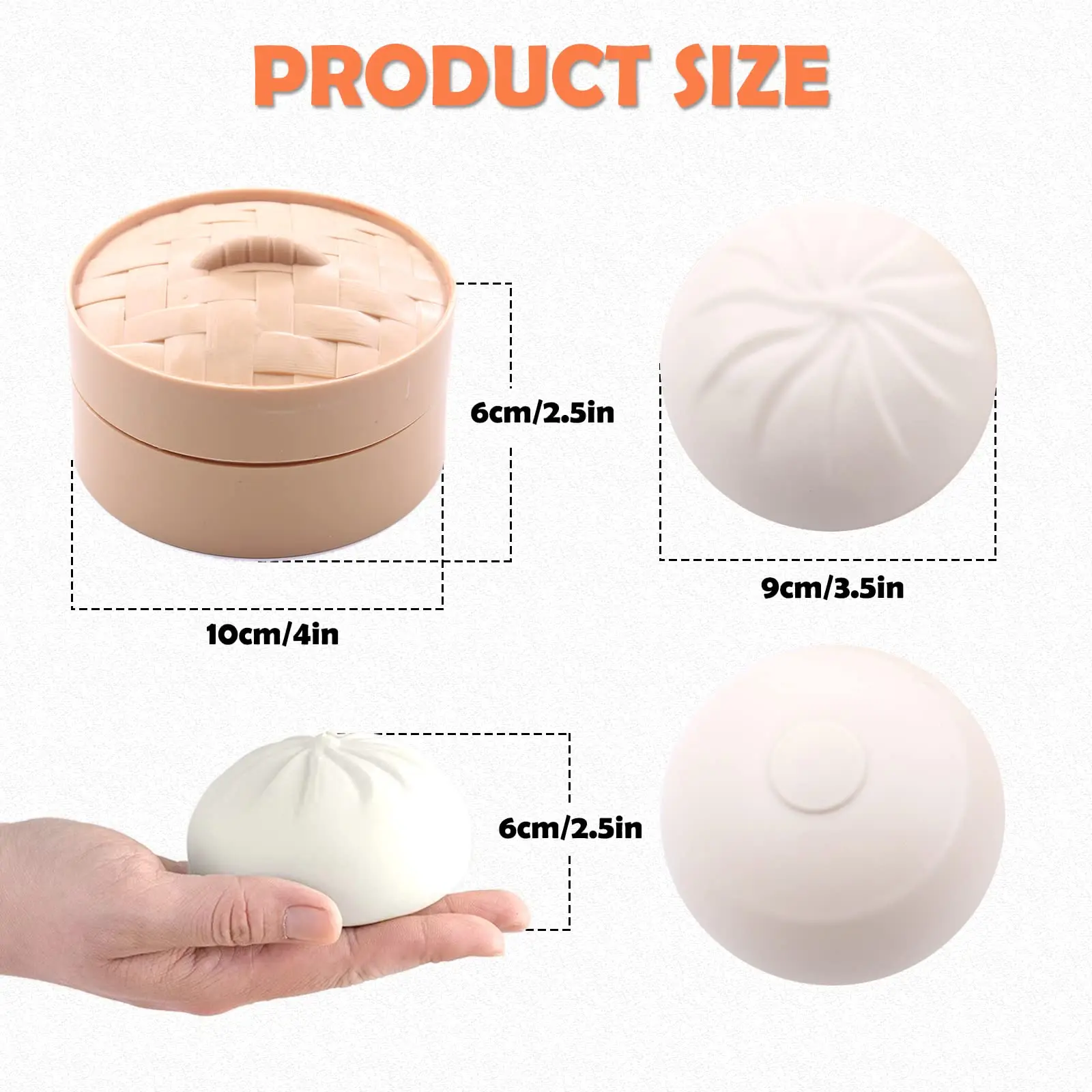 Colorful Dumpling Stress Balls Fidget Sensory Toy Squeeze Dough Ball Stress Relief Hand Toy Bun with Food Steamer Stretchy Desk