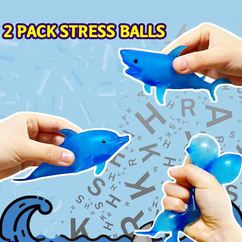 Squishy Shark Stress Balls Dolphin Squeeze Ball Stretchy Stress Squish Ball Sea Animal Squeeze Squishy Toys for Kids Adults