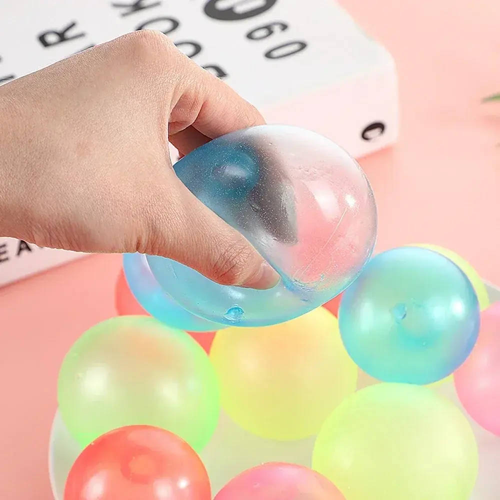 1-4Pcs Luminous Balls High Bounce Glowing Ball Sticky Wall Home Party Decor Kids Adult Gift Anxiety Stress Relieve Toy 4.5cm/6cm