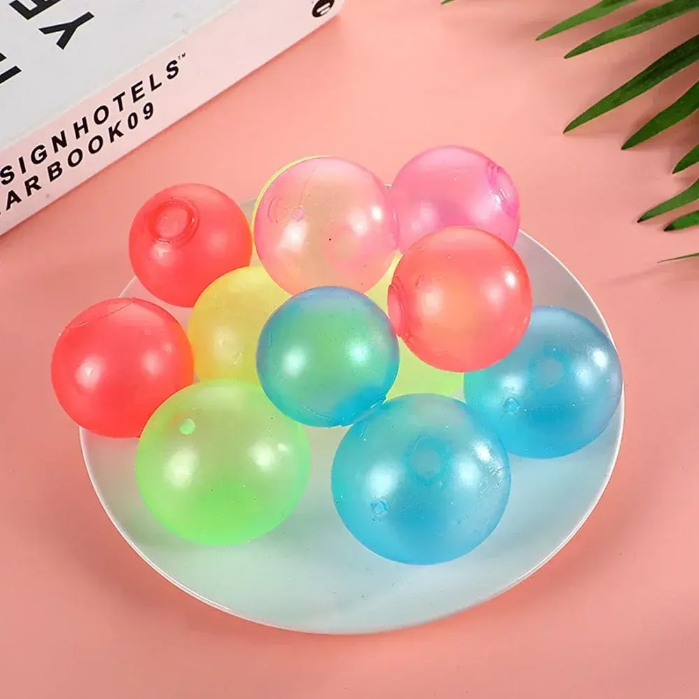 1-4Pcs Luminous Balls High Bounce Glowing Ball Sticky Wall Home Party Decor Kids Adult Gift Anxiety Stress Relieve Toy 4.5cm/6cm