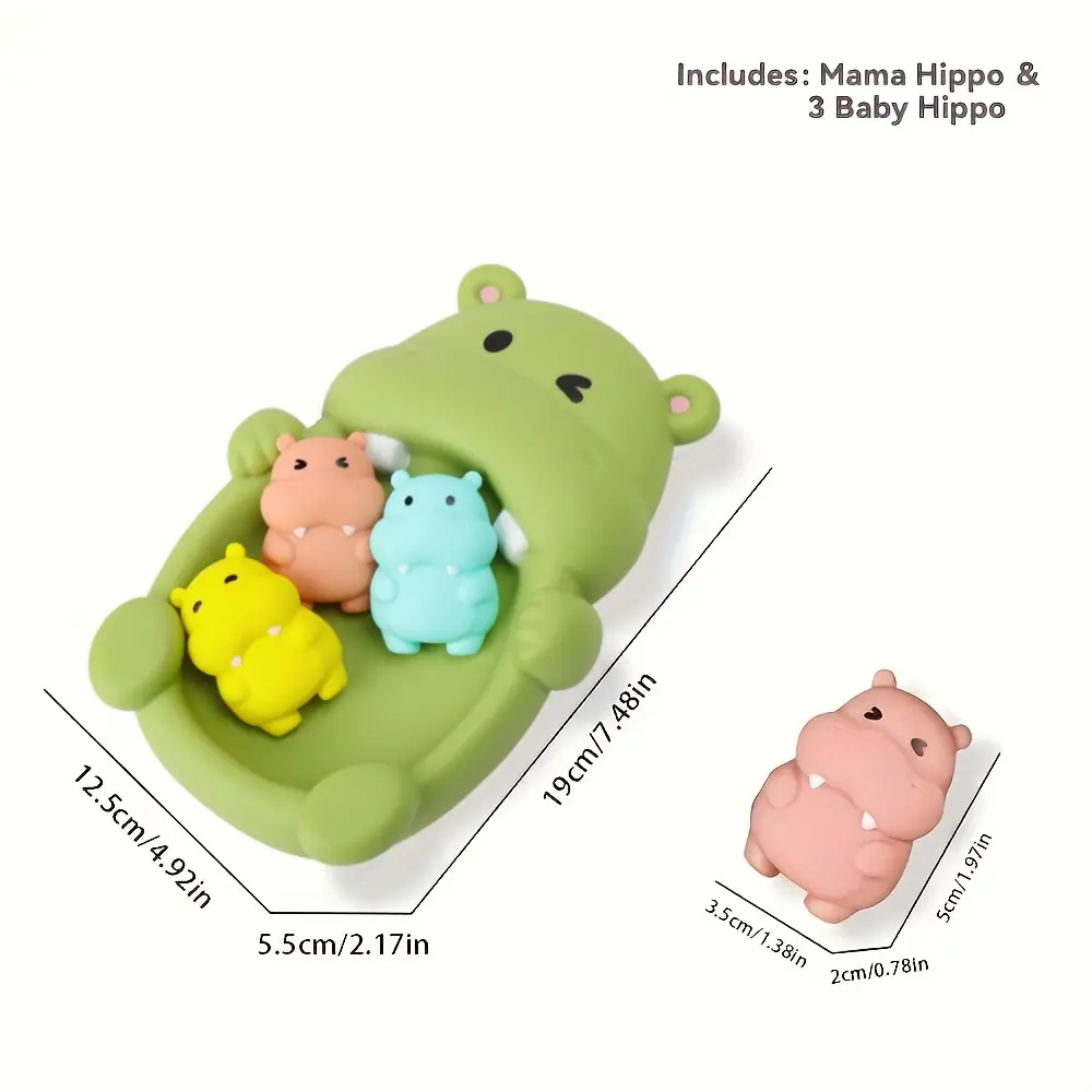 Bathtub Soft Rubber Toy Set, No Holes, Safe,Hippo&Seal Playing in the Water Floating Animal Toy,  Youngsters's Bathing Toy