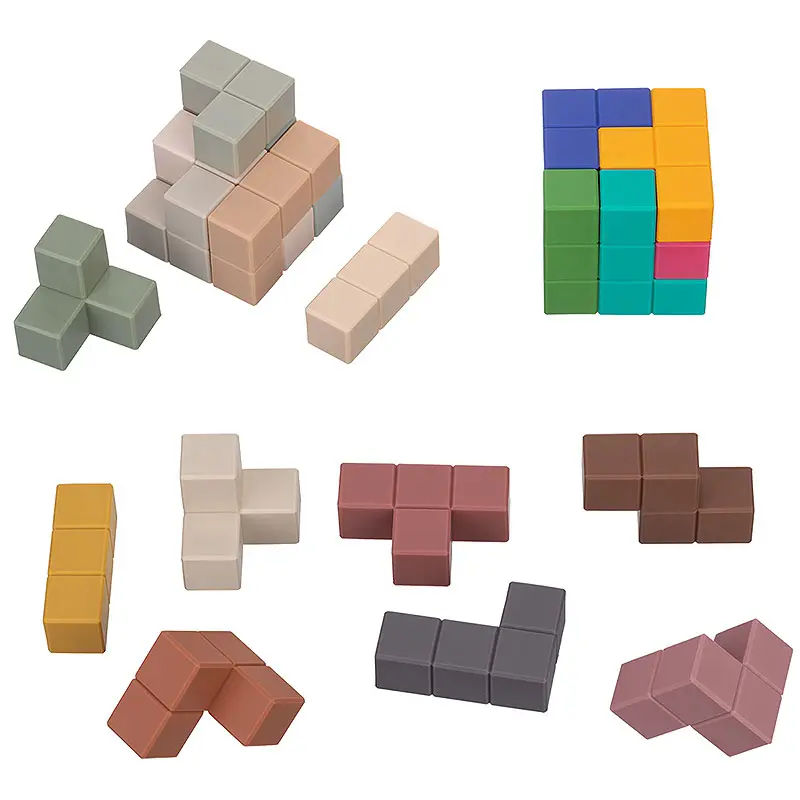 Building Block Toys Food Grade Silicone Arbitrary Splicing Shape Recognition Early Childhood Education For baby Montessori Cube