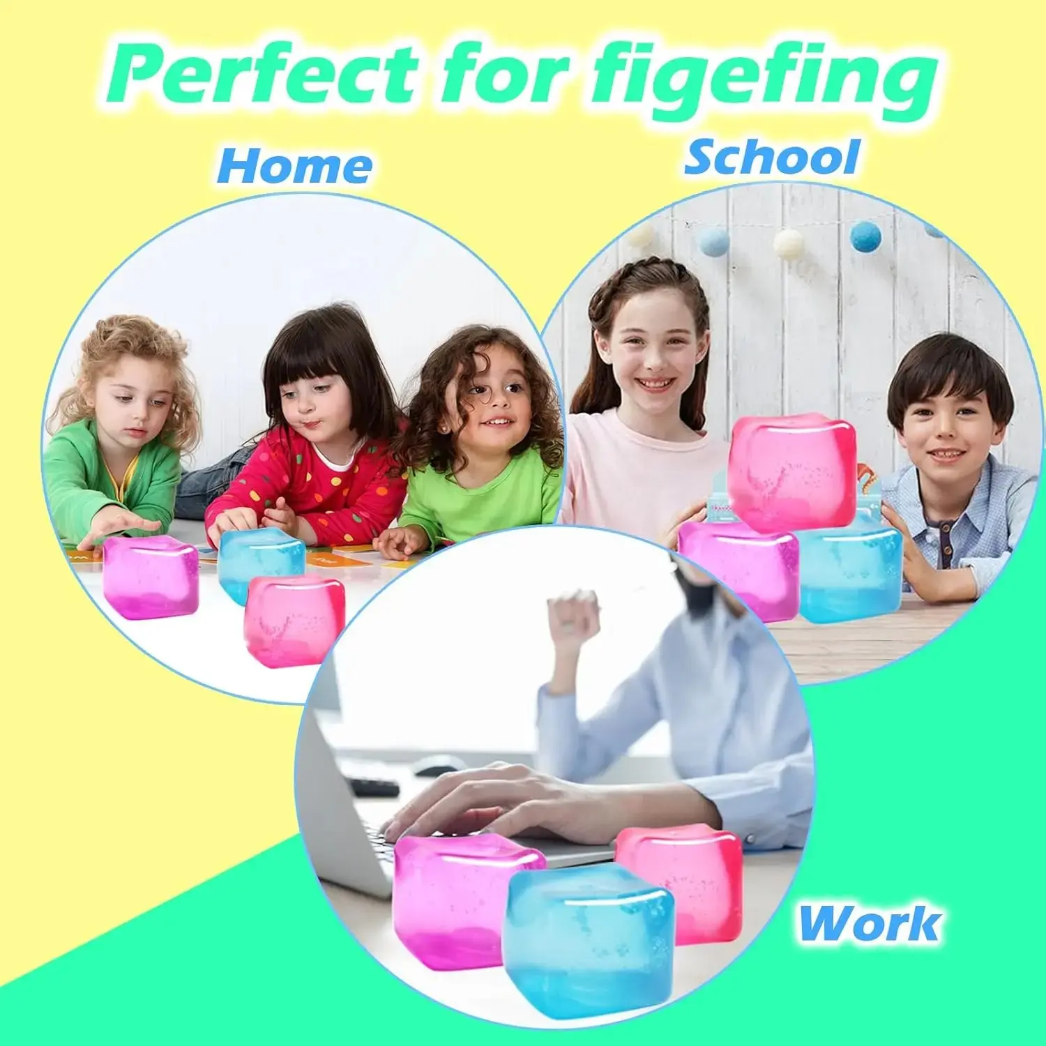 High Density Gel Ice Cube Square Decompression Vent Toy Squishy Stress Ball Squeeze Toys Stress Relief Sensory Toy