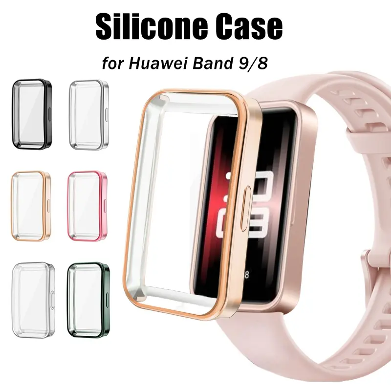 Soft TPU Case For Huawei Band 9 / 8 Shell Frame Bumper Screen Protector Glass Band9 Full Clear Protective Cover