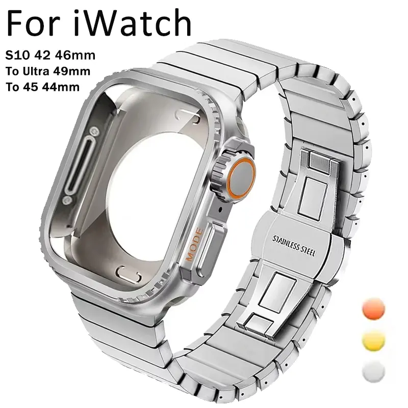Case+Strap for Apple Watch Band Series Ultra 2 49mm Stainless Steel Metal Protective Shell Iwatch 10 46mm 42mm 9 8 7 6 45mm 44mm