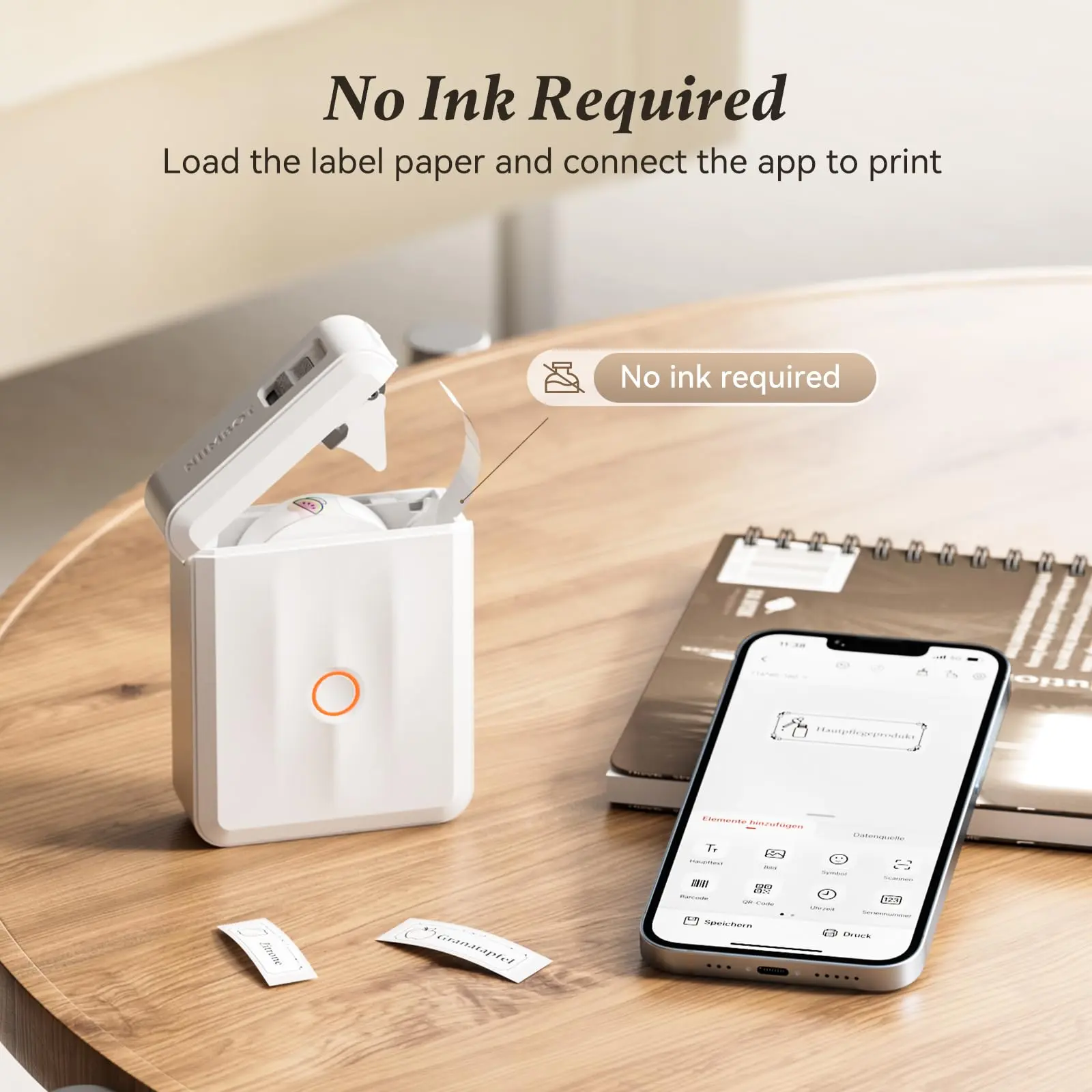 Niimbot D110 Mini Portable Label Printer Inkless Labeler Sticker Bluetooth Thermal Label Maker Machine With Self-adhesive Labels