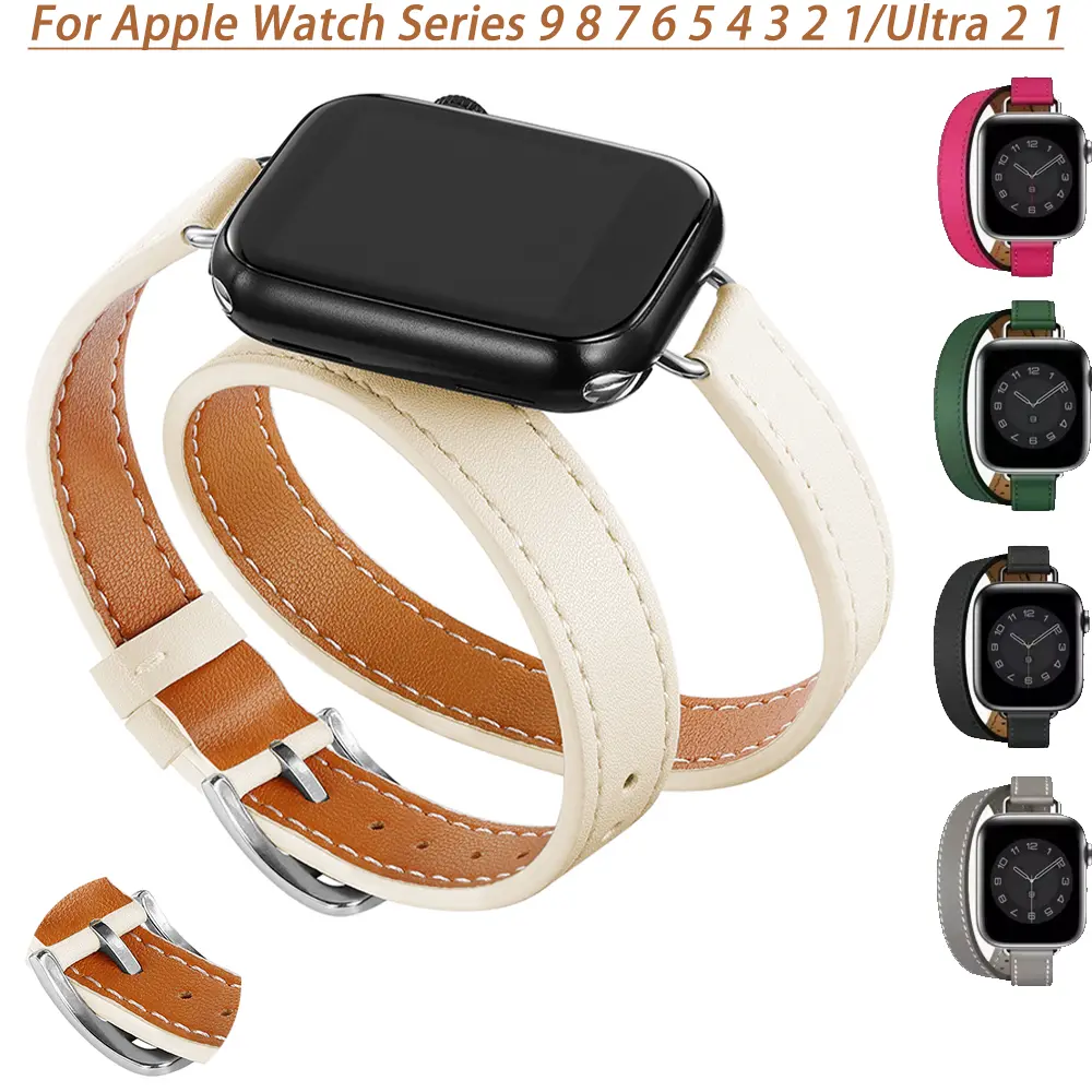 Leather Strap for Apple Watch Band 42/46mm 49mm 41mm 45mm 40mm 44mm Correa For IWatch Series 10 9 8 7 6 SE 5 4 Ultra 2 Bracelet