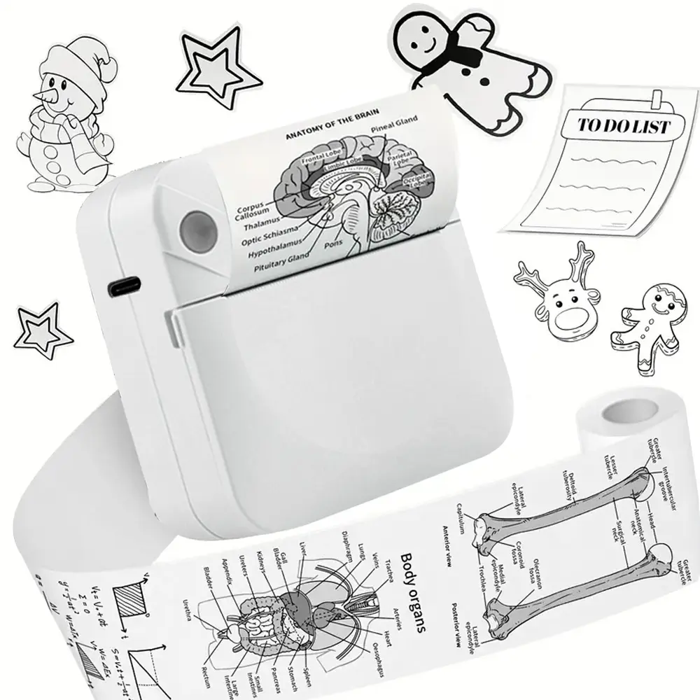Mini Printer, Portable Thermal Printer Efficiently and Quickly, Inkless Pocket Photo Printer for Study Notes, Pictures, DIY