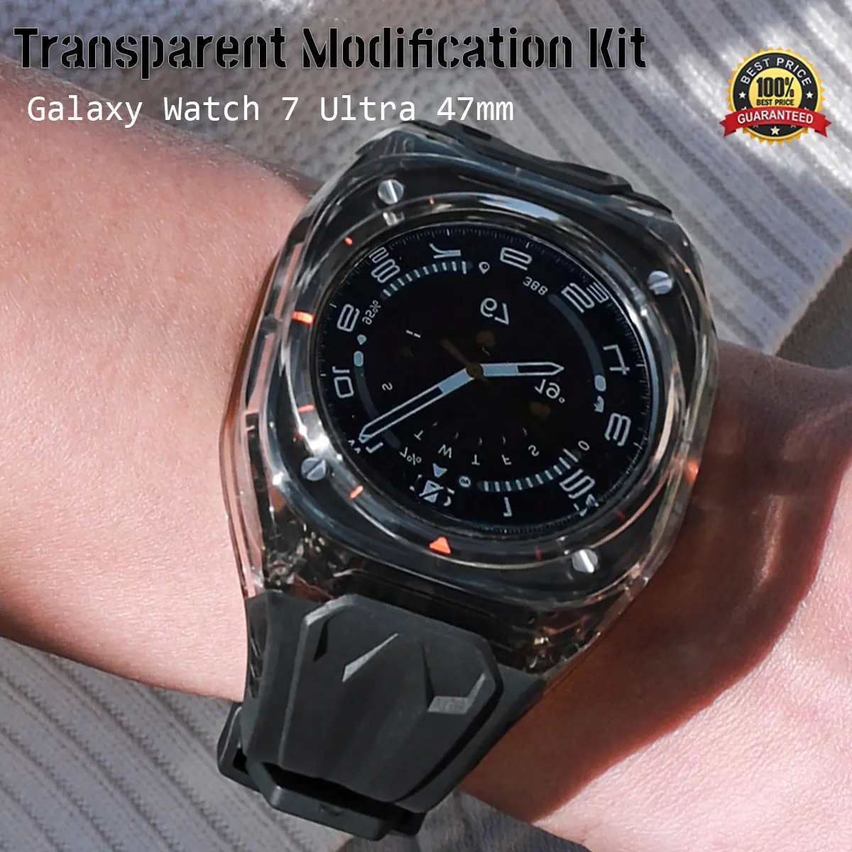 Mod Kit Strap+Case for Samsung Galaxy Watch 7 Ultra 47mm Silicone Loop Band Bracelet for Galaxy Watch Ultra Men Sports Wristband