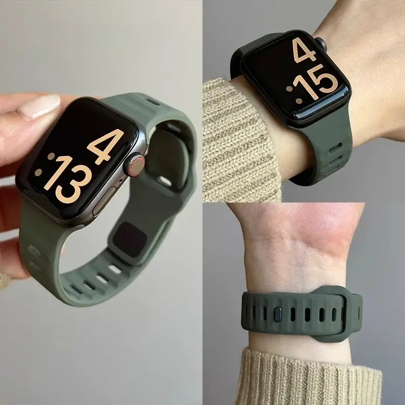 Silicone Sport Strap For Apple Watch Band 49mm 45mm 44mm 42mm 40mm 41 38 correa bracelet iwatch Series 10 9 8 7 6 5 4 3 se ultra
