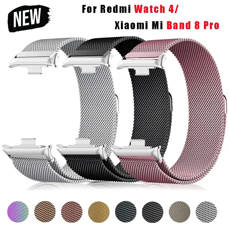 Metal Strap For Xiaomi Mi Band 8 9 Pro Magnetic Samrt Wristband Stainless Steel Replacement Bracelet for Redmin Watch 4 5 band