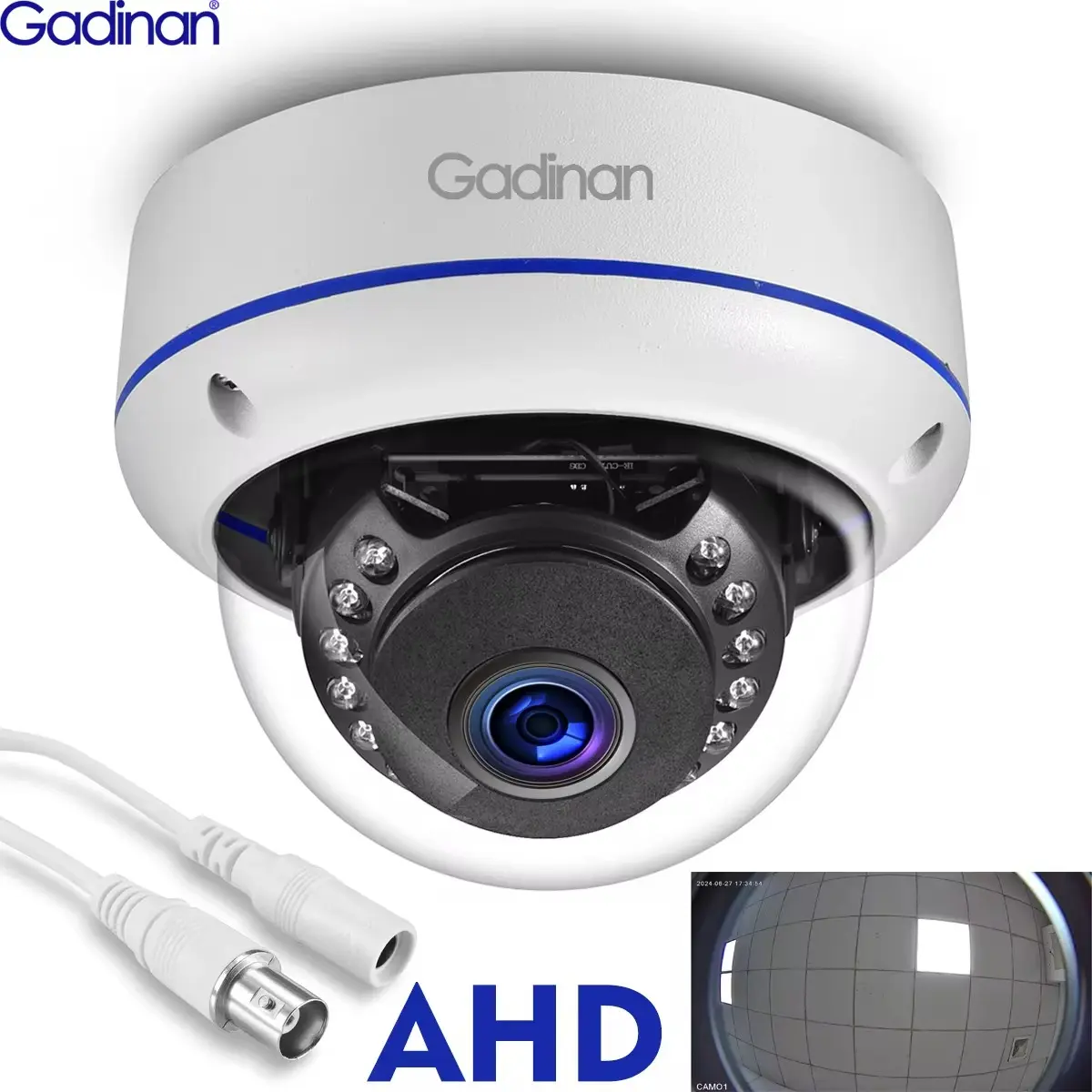 Gadinan CCTV 5MP AHD Camera 150 Degree Fisheye Lens Dome 1080P(2MP) IR Night Vision Outdoor Security Video Surveillance BNC