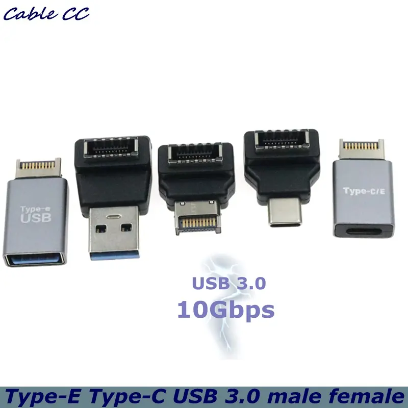 10Gbps Type-E to TYPE-C USB 3.0 Male to Female 90 Degree Right Angle Front USB-C USB3.1/3.0 Computer Motherboard PCI Adapter