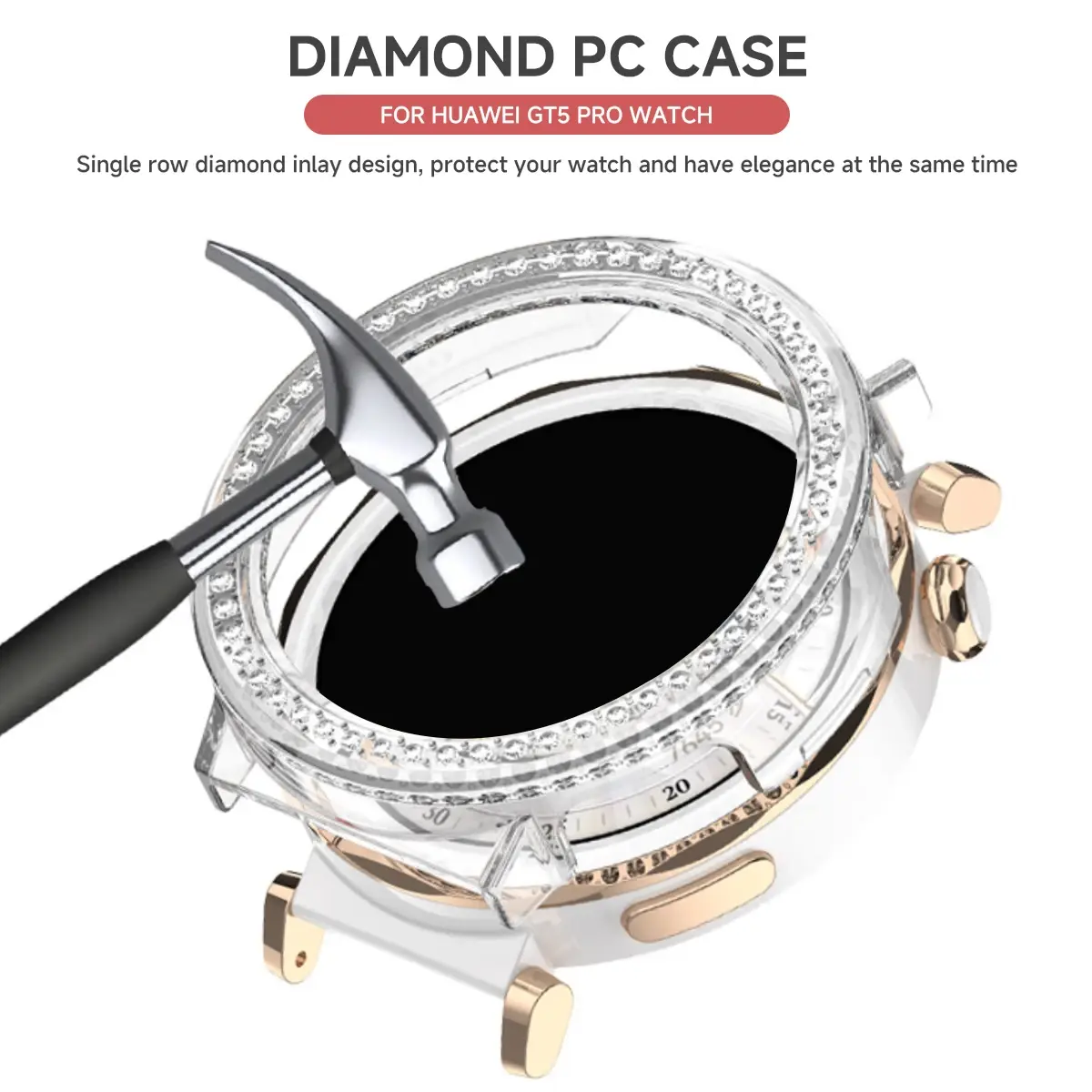 Bling PC Hollow Case For Huawei Watch GT 5 4 41mm /5 Pro 42mm Cover Skin Samrt Strap Diamond Crystal Bumper Protector GT5 GT4