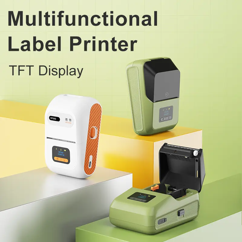 DETONGER 2inch TFT Display Mini Printer Wireless BT Connect Compatible / iOS Android for Home&Office Cable Sticker Printer