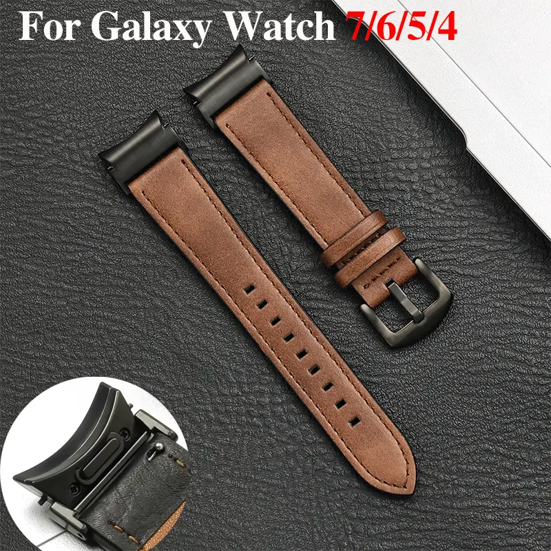 Leather Strap for Samsung Galaxy Watch 6 Classic 47mm 43mm Band No Gaps Bracelet Correa for Galaxy Watch 7 6 5 4 5Pro 45MM Strap