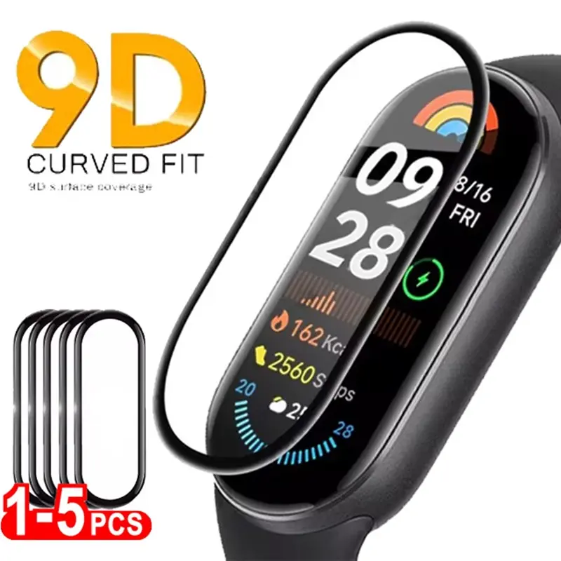 9D Screen Protector for Xiaomi Mi Band 9 Flexible Soft HD Anti-scratch Protective Film for Miband 8 Accessories [Not Glass]