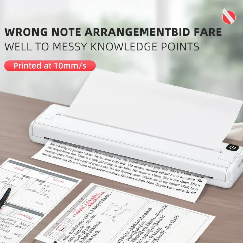 Portable printers wireless A4 thermal printer inkless photo document printer Bluetooth travel printer for Android/Apple/Windows