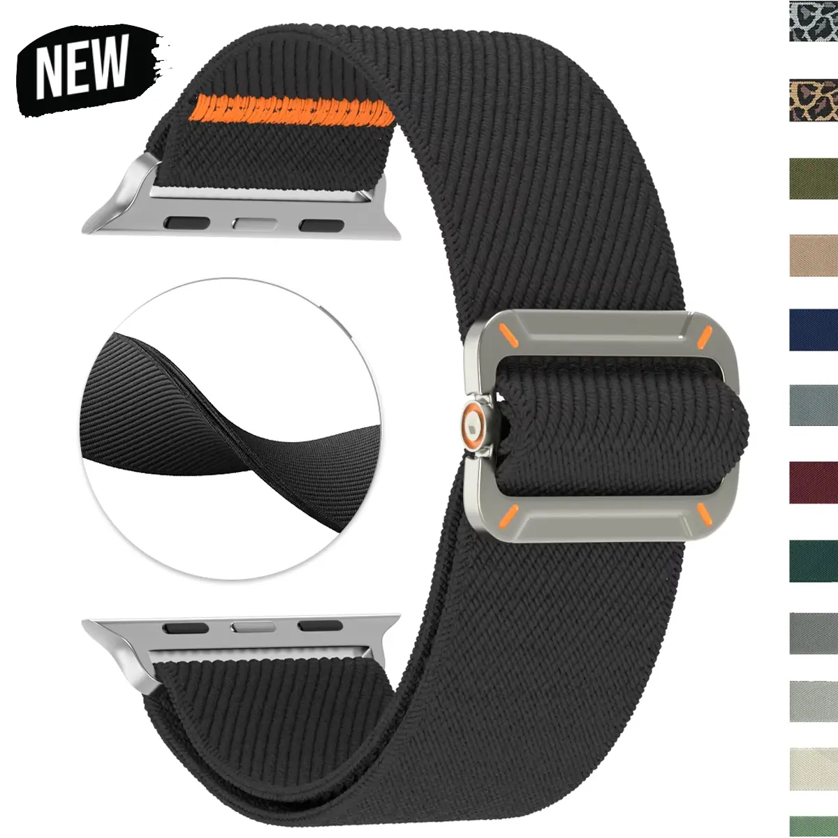 Band for Apple Watch Ultra 2 1 Series 10 9 8765 SE Mechanical buckle elasticed nylon strap wristband for iWatch loop 46 42MM 49