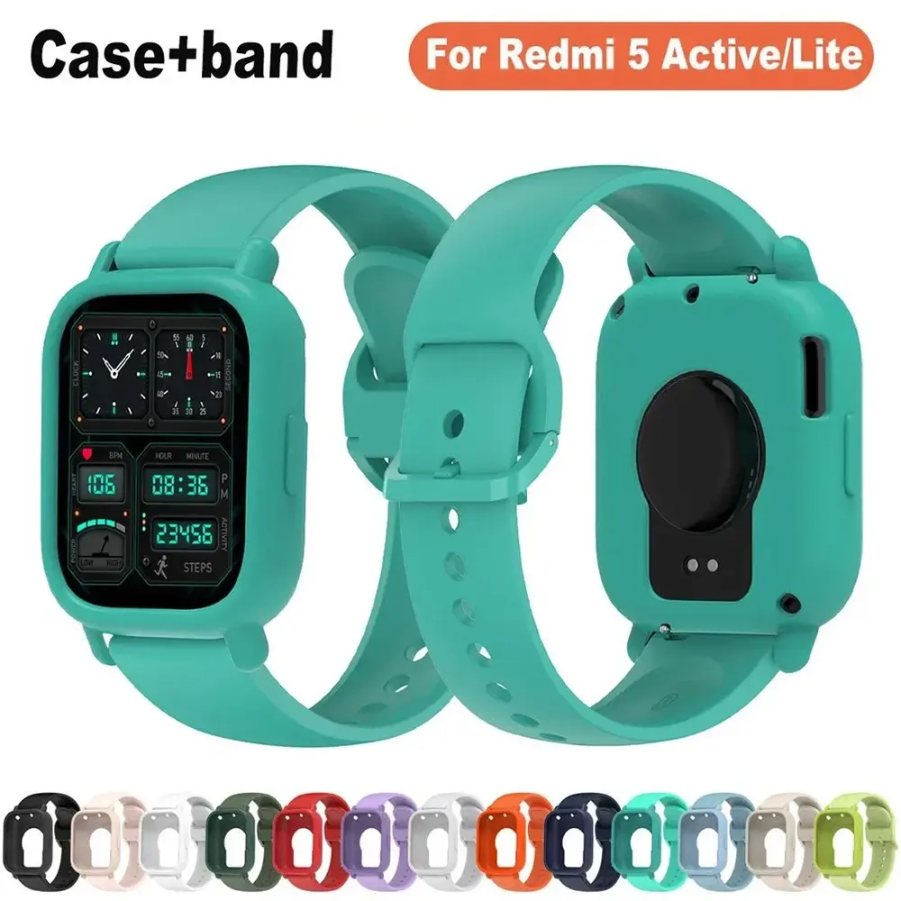 New 2in1 Case + Strap For Redmi Watch 5 Active Soft Silicone Sports Band TPU Protector Cover Replacement For Redmi Watch 5 Lite