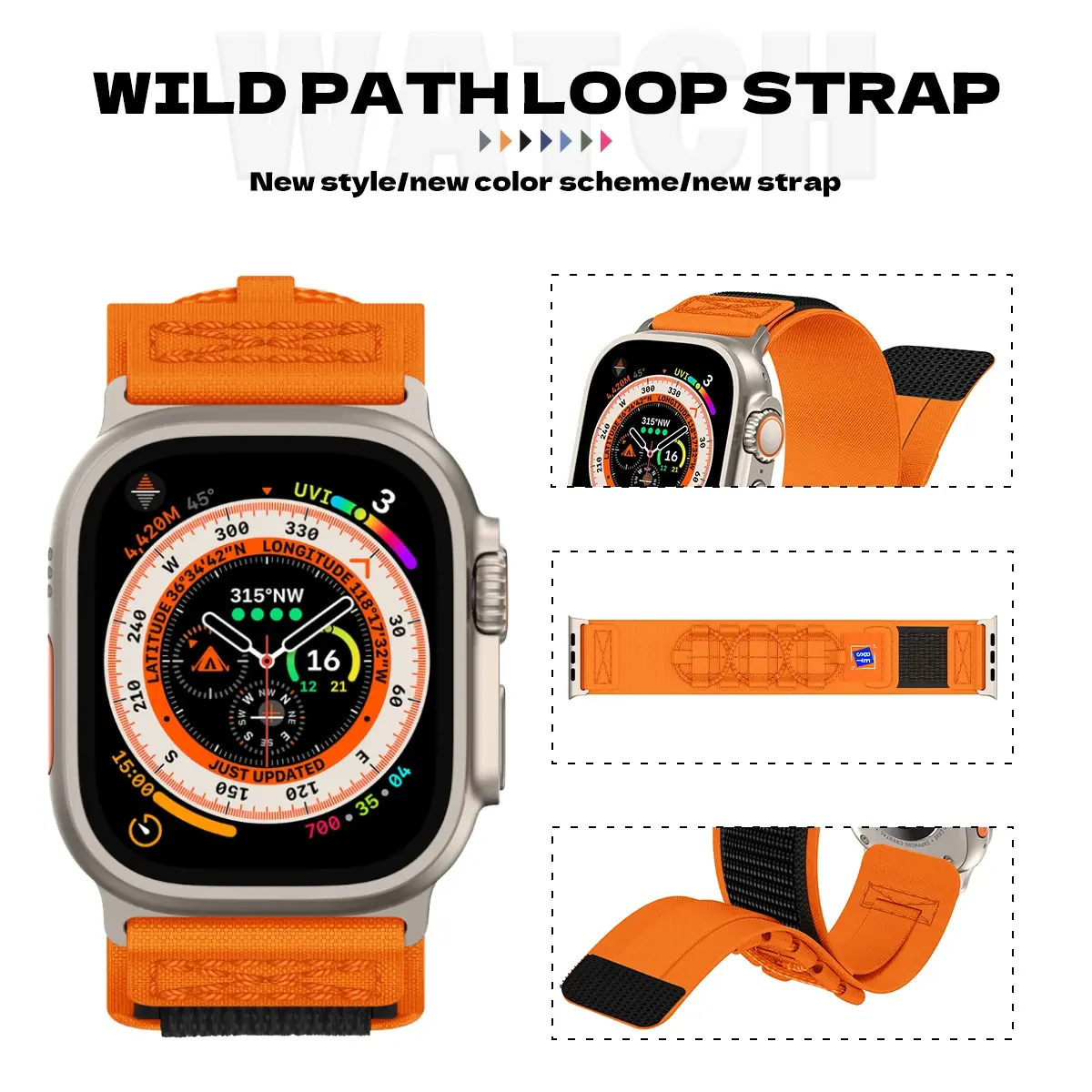 Strap for Apple Watch Ultra Series 11 10 9 8 7 6 SE 5 4 Nylon Tactical Sports Band for Iwatch 46 49 45 44 42mm 40 41 38 Bracelet