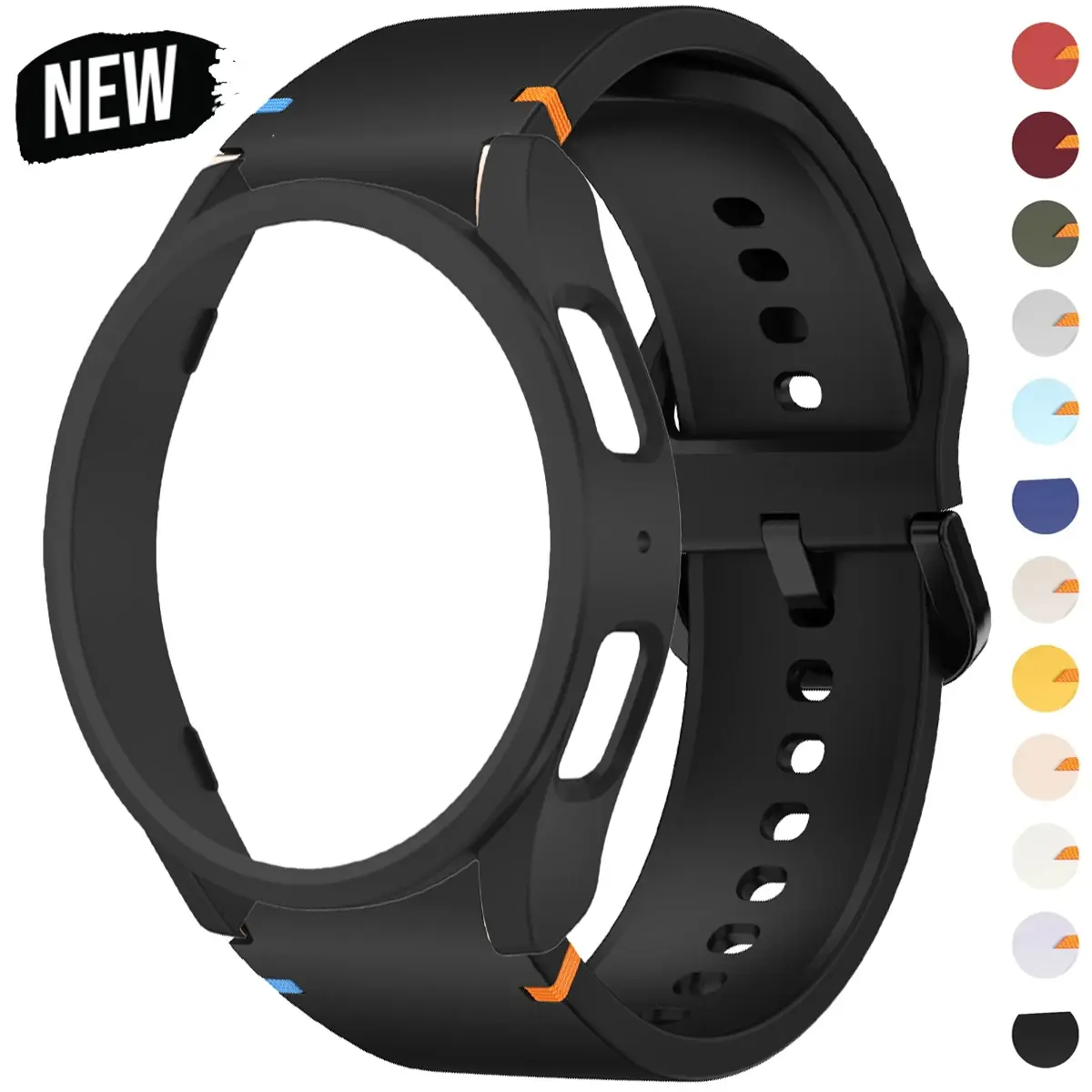 Case+Strap for Samsung Galaxy Watch 7 6 5 4 40mm 44mm Silicone  Band PC Protector Cover Bumper for Galaxy Watch 6Classic 43mm