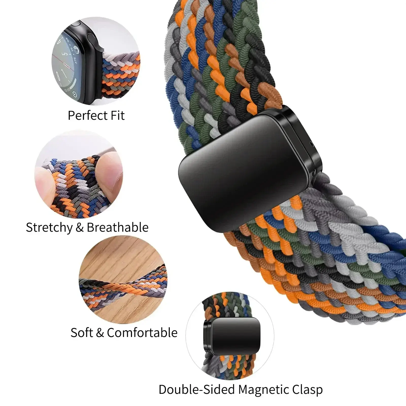 Woven nylon strap For Apple Watch 10 42mm 46mm Ultra 2 49mm 9 8 7 45mm 41mm breathable bracelet For iwatch 6 5 4 3 SE 44mm 40mm