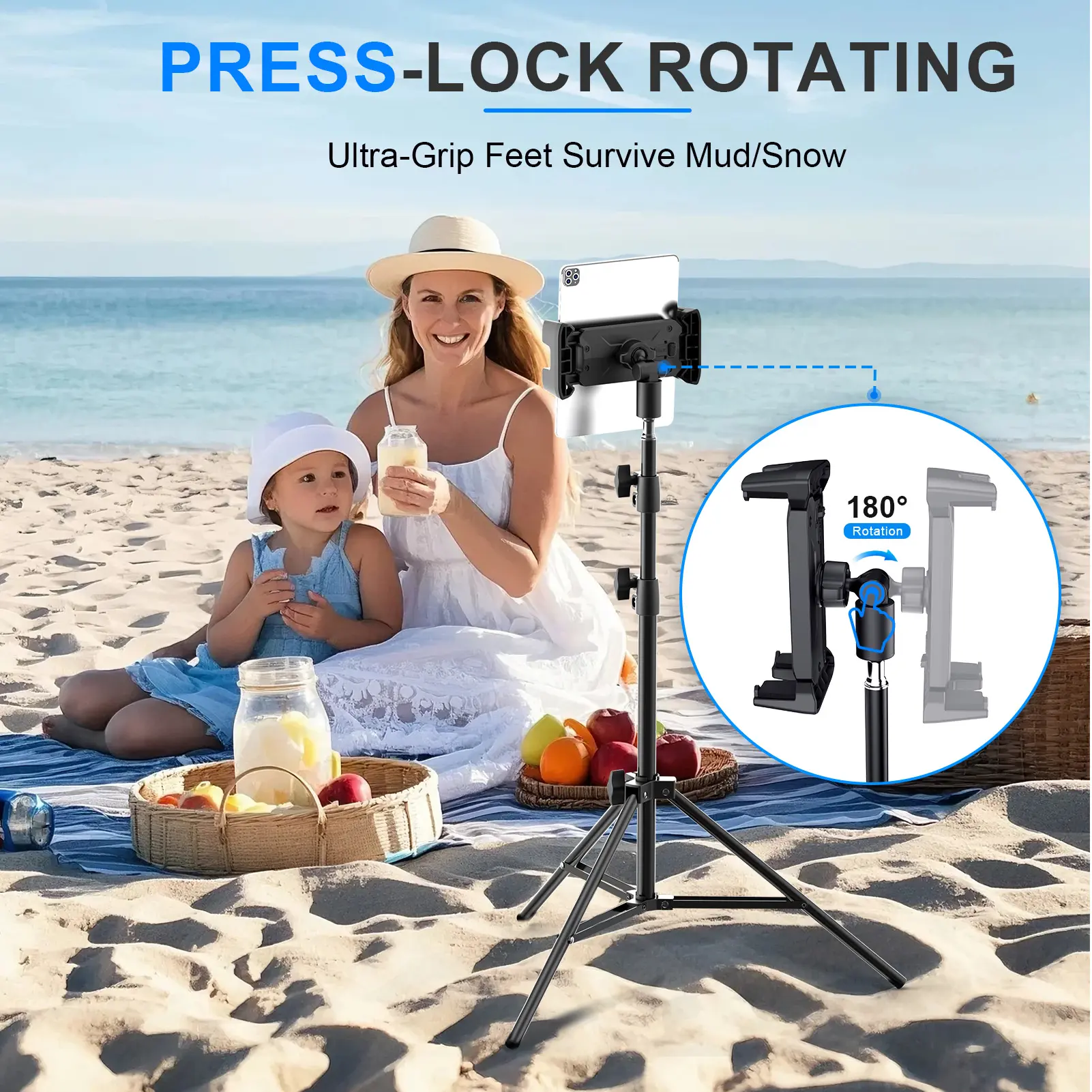 Xnyocn Tripod Floor Tablet Stand Adjustable Holder Mount Support for iPad Air Pro 12.9 Mini Xiaomi 4-13 Inch Lazy Holder Bracket