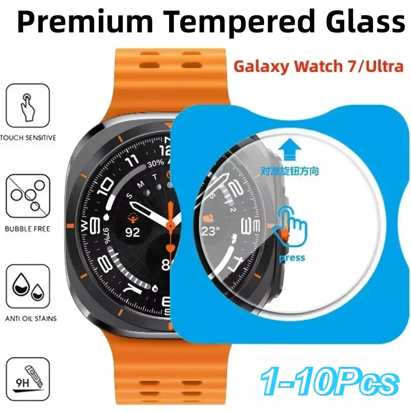 1-10Pcs Tempered Glasss for Samsung Galaxy Watch 7 40mm 44mm / Ultra 47mm Screen Protector Protective Glass Easy to Install