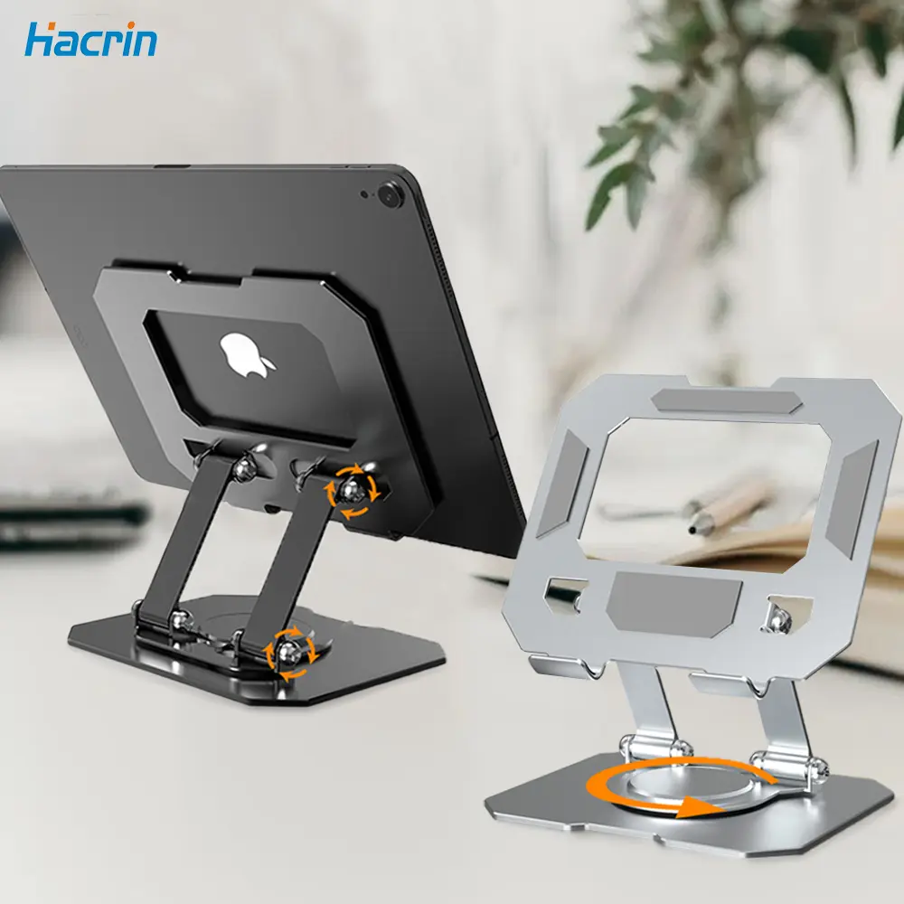 Tablet Holder Carbon Steel Stand with 360° Rotation Adjustable Stand For iPad Pro Air Mini Mobile Phone Desk Bracket 4-15 Inch