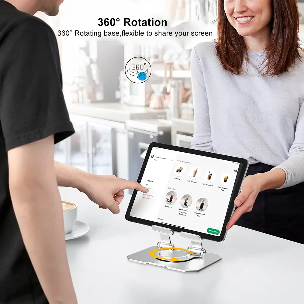 Tablet Holder Carbon Steel Stand with 360° Rotation Adjustable Stand For iPad Pro Air Mini Mobile Phone Desk Bracket 4-15 Inch