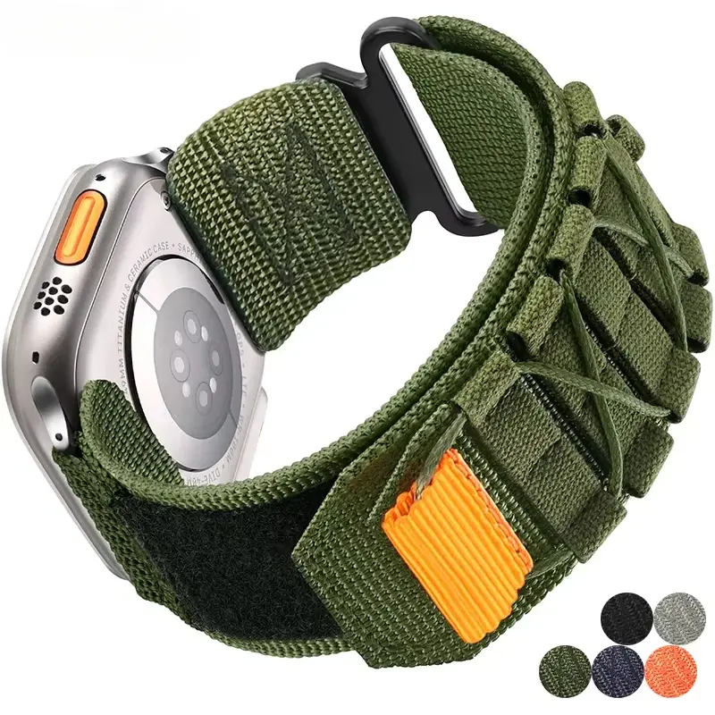 Wrist Strap for Apple Watch Ultra 2 Series 10 9 8 7 6 5 4 Nylon Tactical Sports band for iwatch 49 45 44 46mm 42 41 38 Bracelet